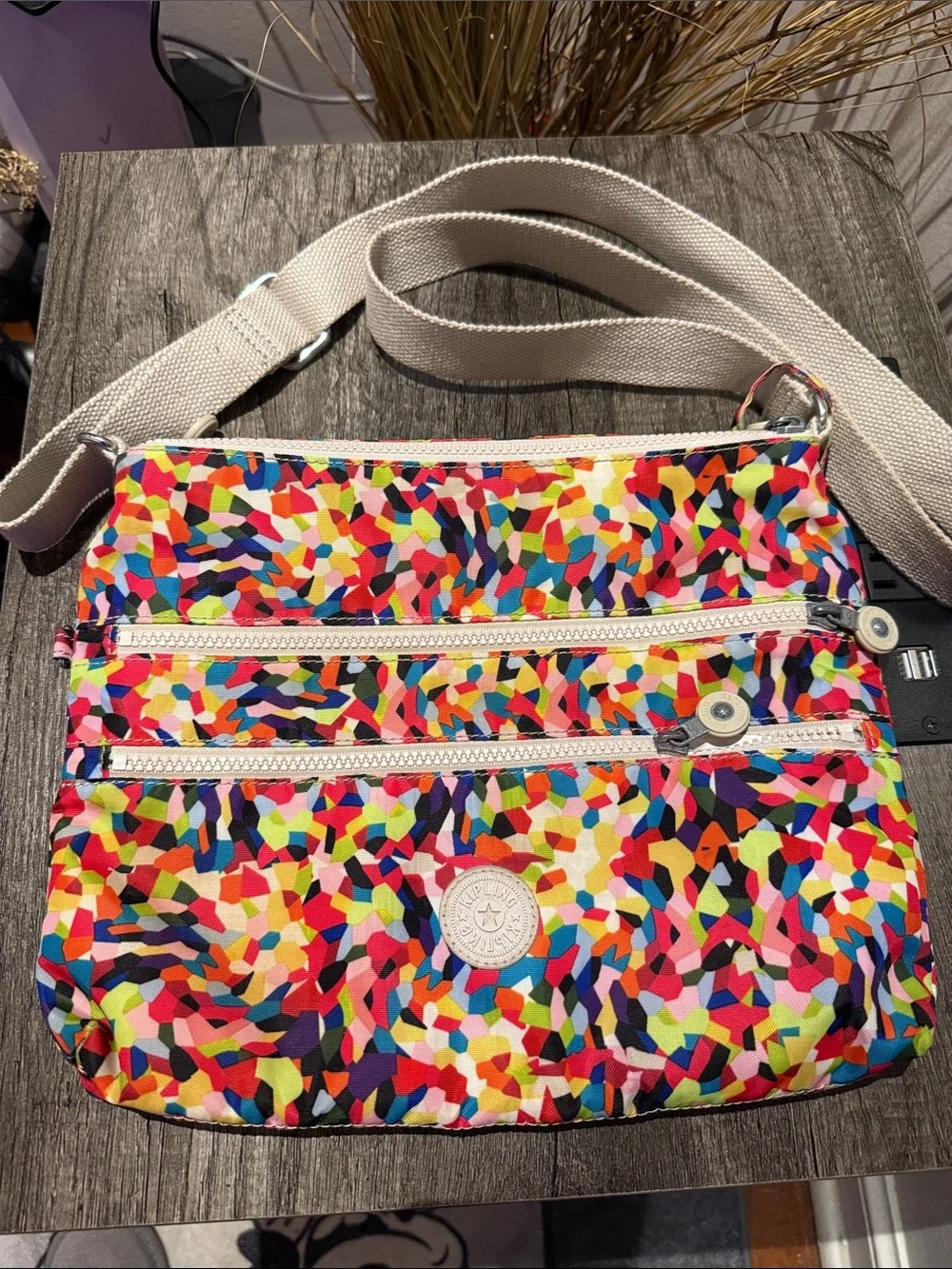Kipling Multicolor Confetti Crossbody Bag with Adjustable Strap